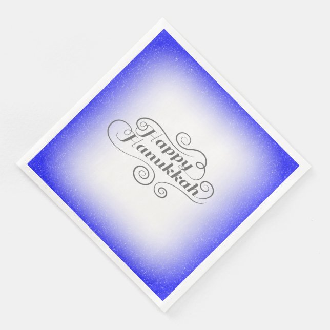 Guardanapo De Papel De Jantar Fundo Branco Azul de 2 tons Feliz Hanukkah (Canto)