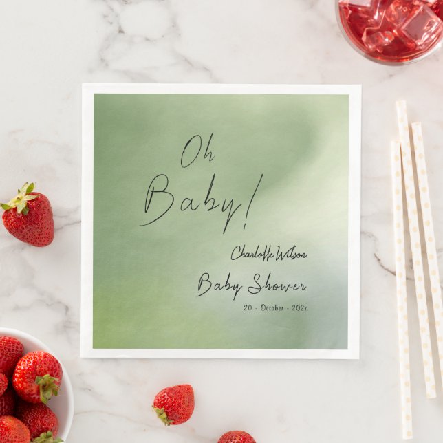 Guardanapo De Papel De Jantar Fundo de Aquarela Verde chá de fraldas (Insitu)