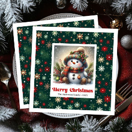 Guardanapo De Papel De Jantar Funny Christmas Snowman Napkins Editable Kids Styl