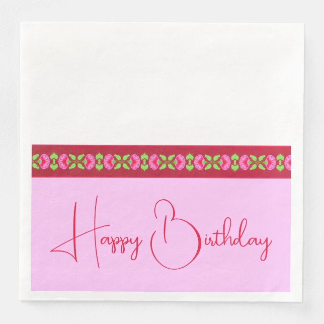 Guardanapo De Papel De Jantar Fuschia Floral Rosa (Frente)