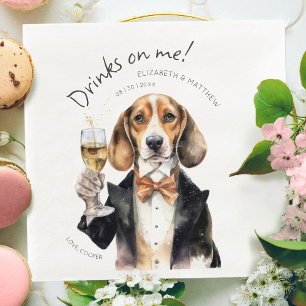 Guardanapo De Papel De Jantar Garçom Beagle Adorável Aquarela Personalizável