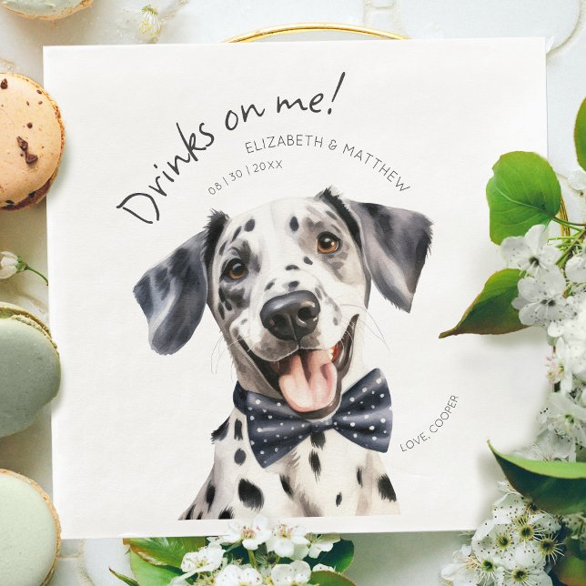 Guardanapo De Papel De Jantar Garçom Dalmatian Divertido Aquarela Personalizável (Criador carregado)