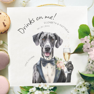 Guardanapo De Papel De Jantar Garçom Majestoso Grande Danois Aquarela Personaliz