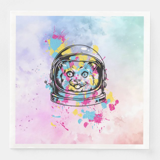 Guardanapo De Papel De Jantar Gato Astronauta (Frente)