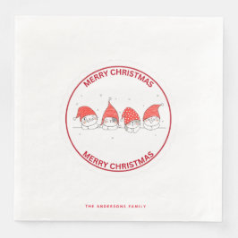 Guardanapo De Papel De Jantar Gato Kawaii de Natal Vermelho e Bonito