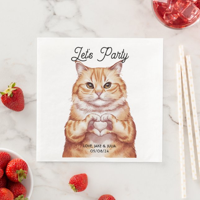 Guardanapo De Papel De Jantar Gato Laranja Cinto Personalizado (Insitu)