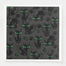 GUARDANAPO DE PAPEL DE JANTAR GATOS NEGROS COM OLHOS VERDES