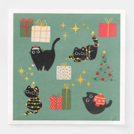 Guardanapo De Papel De Jantar Gatos Pretos de Natal