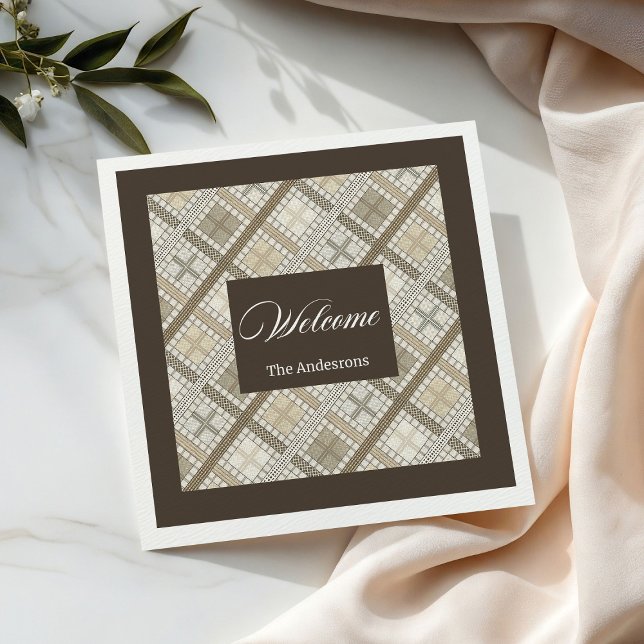 Guardanapo De Papel De Jantar Geometria Neutra Chic Personalizada Pastel Napkins (Personalized Pastel Napkins Chic Neutral Geometry)
