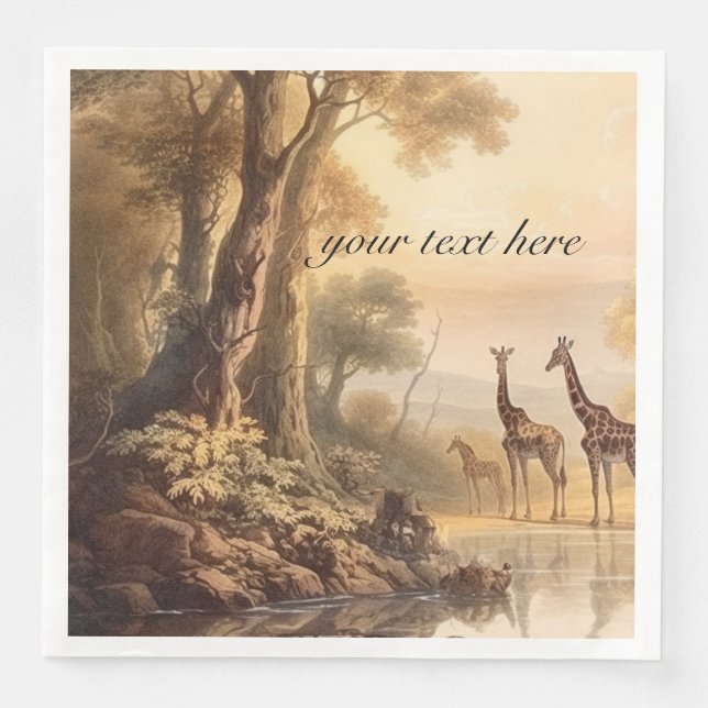 Guardanapo De Papel De Jantar Girafas botânicas, personalizáveis (Frente)