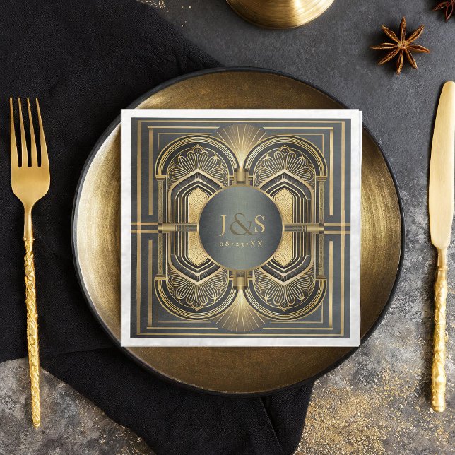 Guardanapo De Papel De Jantar Glam Art Deco Wedding ID1033 (Criador carregado)