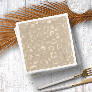 Guardanapo De Papel De Jantar Glam Leopard Spot Pattern Safari Dourado ID1154