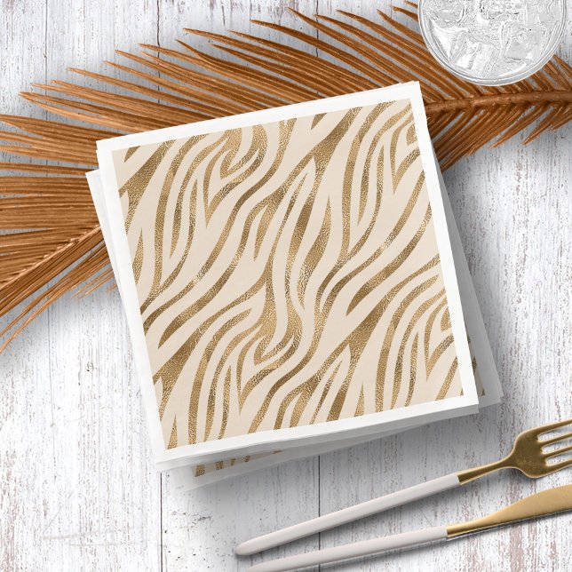 Guardanapo De Papel De Jantar Glam Zebra Stripes Padrão Safari Dourado ID1151 (Criador carregado)
