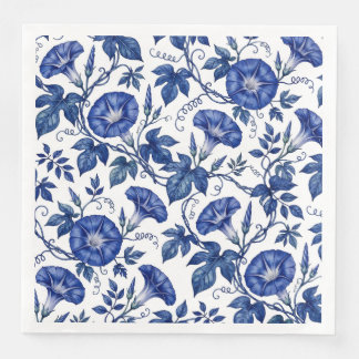 Guardanapo De Papel De Jantar Glórias da Manhã Azul Cobalto Branco Estilo Delft