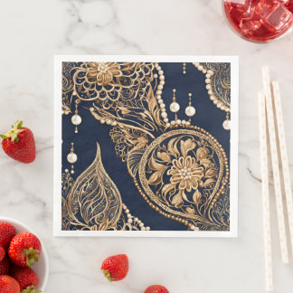 Guardanapo De Papel De Jantar Gold and dark blue AI art 