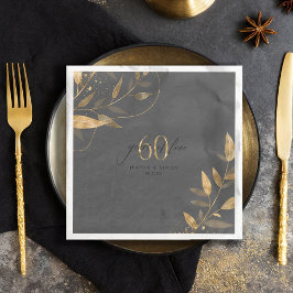 Guardanapo De Papel De Jantar Gold Leaf 60th Anniversary Years of Love ID1169