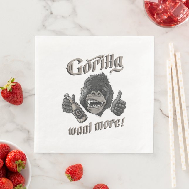 Guardanapo De Papel De Jantar Gorilla Beer White Paper Napkin (Insitu)