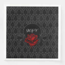 Guardanapo De Papel De Jantar Gothic Black Damask Rose Wedding