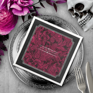 Guardanapo De Papel De Jantar Gothic Paisley Frame Burgundy ID866