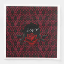 Guardanapo De Papel De Jantar Gothic Red Damask Rose Wedding