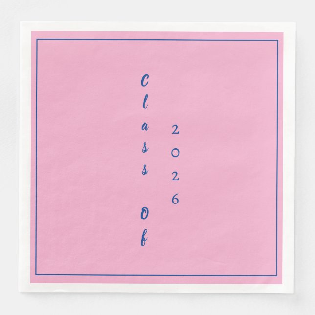 Guardanapo De Papel De Jantar Graduation Party Graduate Class Of 2026 Pink (Frente)