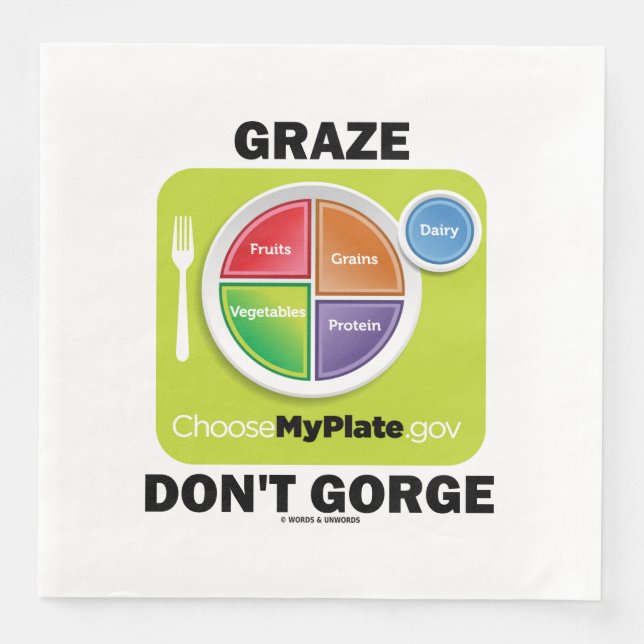 Guardanapo De Papel De Jantar Graze Don't Gorge (MyPlate Comida Group Attitude) (Frente)