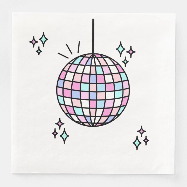 Guardanapo De Papel De Jantar Groovy Disco Ball Birthday (Frente)