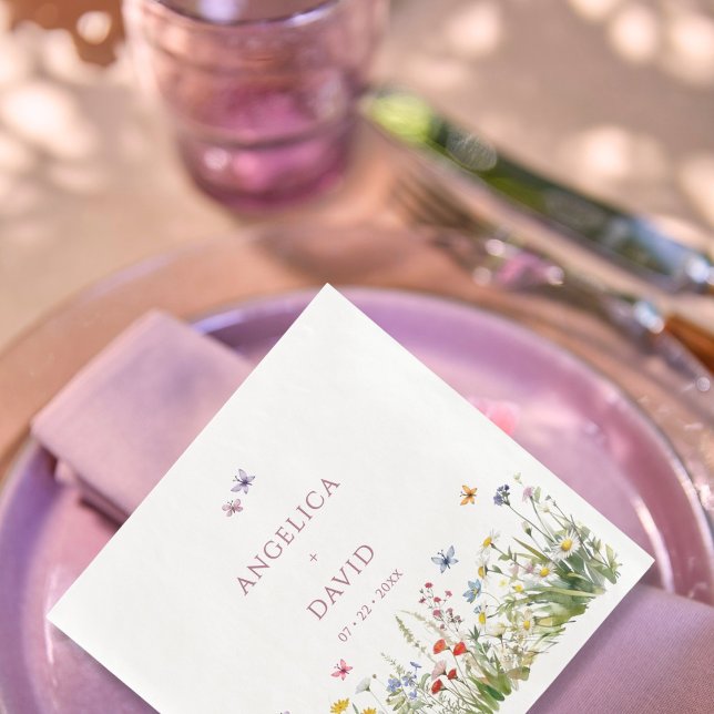 Guardanapo De Papel De Jantar Guardanapo de Casamento Borboletas Flor Silvestre (Criador carregado)