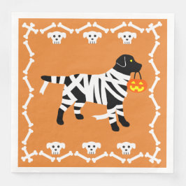 Guardanapo De Papel De Jantar Halloween Black Labrador Mummy