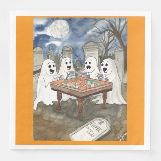 Guardanapo De Papel De Jantar Halloween Mahjong (Frente)