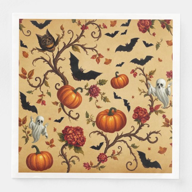 Guardanapo De Papel De Jantar Halloween Medieval French Patterno Paper Napkin (Frente)