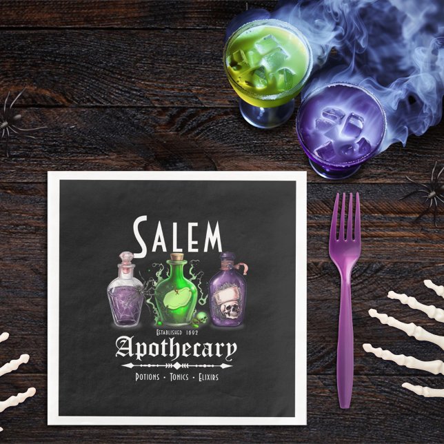 Guardanapo De Papel De Jantar Halloween Salem Apothary Potions Tonics Elixirs (Criador carregado)