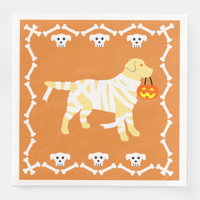 Guardanapo De Papel De Jantar Halloween Yellow Labrador Mummy (Frente)
