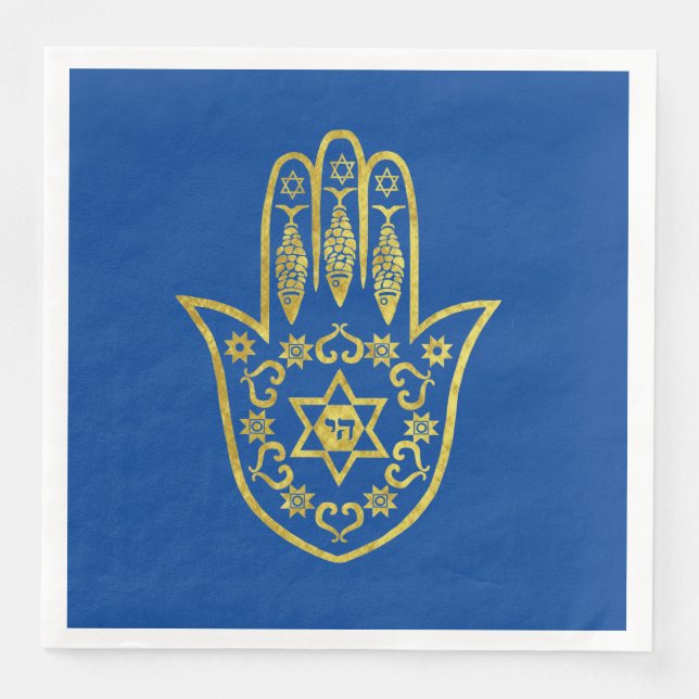 Guardanapo De Papel De Jantar Hamsa Dourado Outline Napkins (Frente)