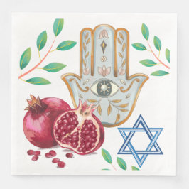 Guardanapo De Papel De Jantar Hamsa Pomegranate Estrela da Celebração Judaica de