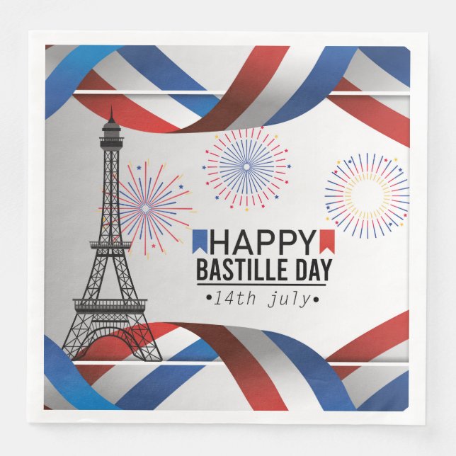 Guardanapo De Papel De Jantar Happy Bastille Day - 14th July (Frente)