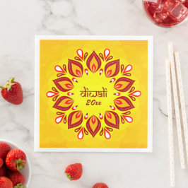 Guardanapo De Papel De Jantar Happy Diwali adiciona ano amarelo vermelho