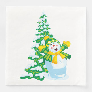 Guardanapo De Papel De Jantar Happy Snowman Cartoon