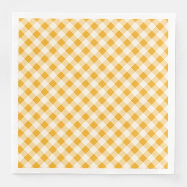 Guardanapo De Papel De Jantar Harvest Dourada Gingham (Frente)