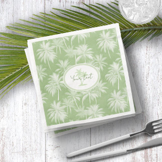 Guardanapo De Papel De Jantar Hawaiian Palm Tree Silhouette Green ID1093