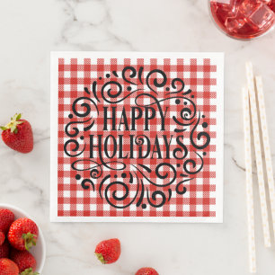 Guardanapo De Papel De Jantar Holly e xadrez branca, cor-de-rosa-gelada Padrão d