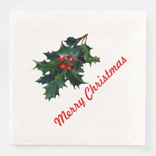 Guardanapo De Papel De Jantar Holly Felry Christmas Napkin (Frente)