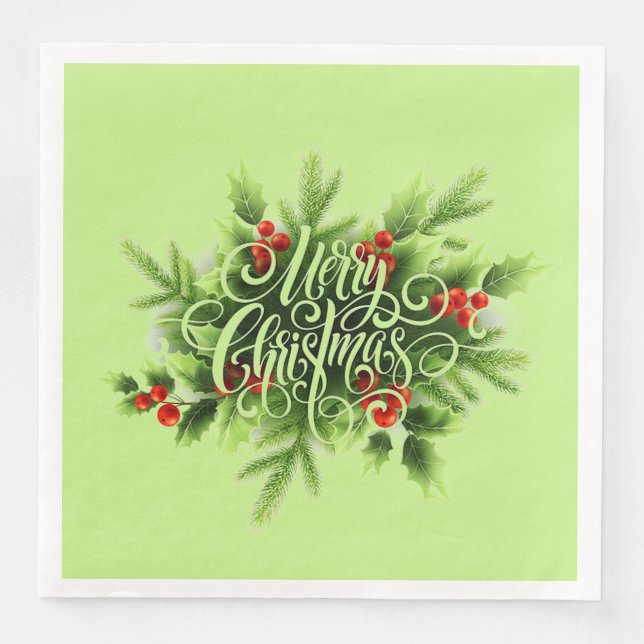 Guardanapo De Papel De Jantar Holly Felry Christmas Paper Napkin (Frente)