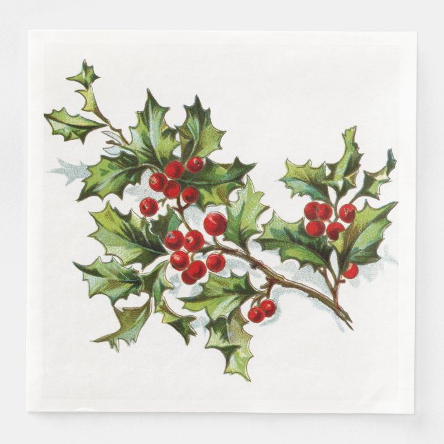 Guardanapo De Papel De Jantar HollyBerries 002 (Frente)