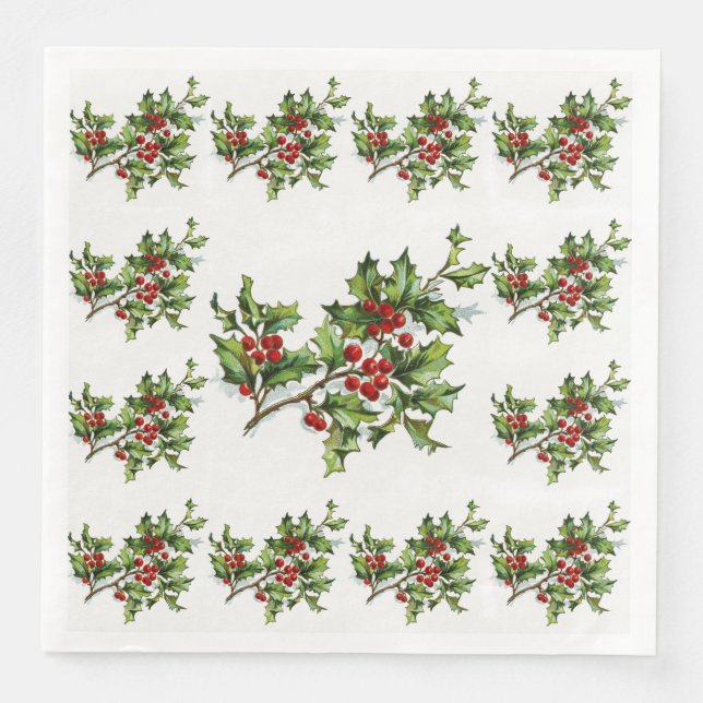 Guardanapo De Papel De Jantar HollyBerries 014 (Frente)