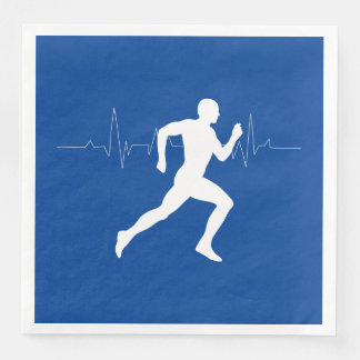 Guardanapo De Papel De Jantar Homem Runners Silhouette em Fundo Azul