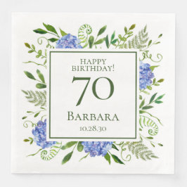 Guardanapo De Papel De Jantar Hortênsias Azuis para 70º Aniversário