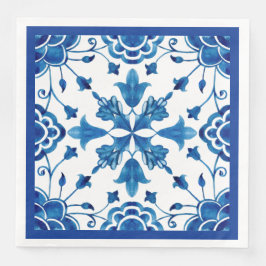 Guardanapo De Papel De Jantar Impressão de azulejo de flor mediterrânico de Verã