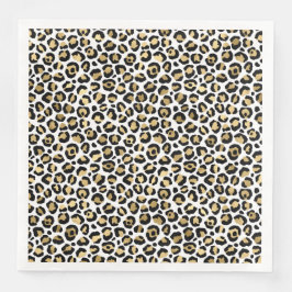 Guardanapo De Papel De Jantar Impressão Dourada de Leopardo Preto Glam