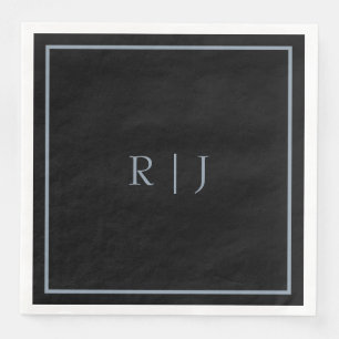 Guardanapo De Papel De Jantar Iniciais de Monograma Negro Dusty Trendy